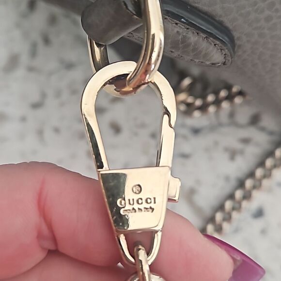 Gucci Taupe Pebbled Leather Shoulder Bag with COA - Picture 11 of 17